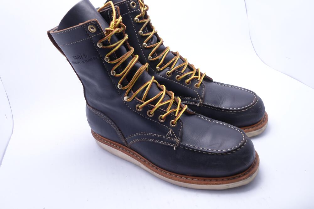 Whites Boots Perry 8" Boots Mens Size 8D Black Leather Moc Toe Vibram Work